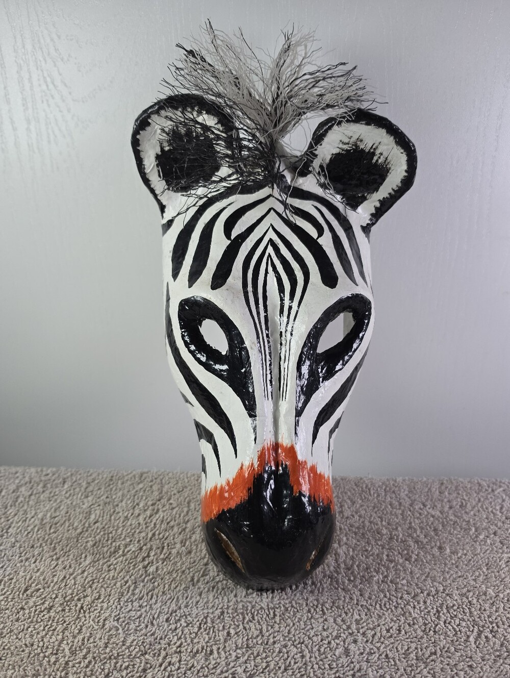 Hand-Painted Paper-mache Zebra Mask - Picture 9 of 9
